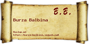 Burza Balbina névjegykártya